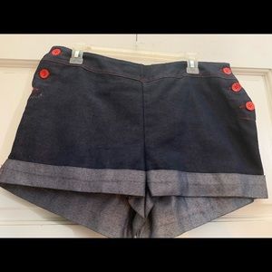 NWOT Glam Couture Blue Denim Nautical Coastal shorts Size XL